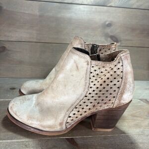 roan bed stu womens size 8 shoes brown leather side zip heel ankle boots